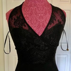 White House Black Market Fitted Black Halter Top